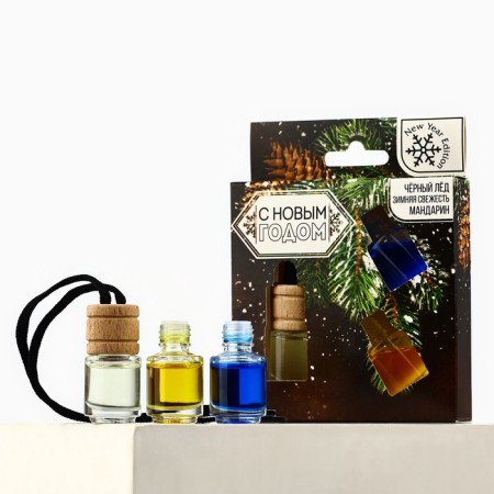 Fragrances in the car "Fortress and endurance", black ice, winter freshness, tangerine (set 3 pcs)-1