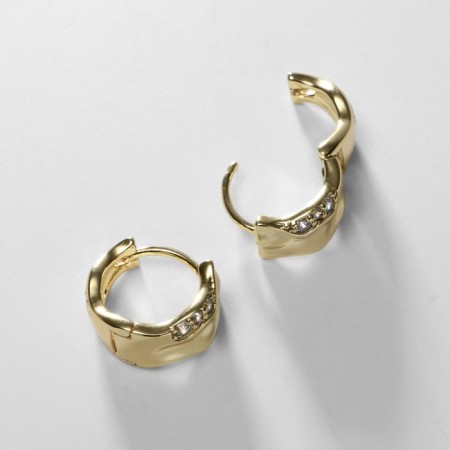 Hooping earrings Xuping curls, white color in gold, d = 1.4 cm-2