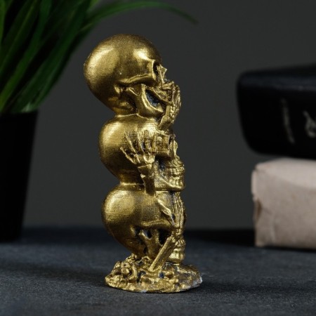 Figure "Three Skulls" aged gold, 10x4x4cm-1