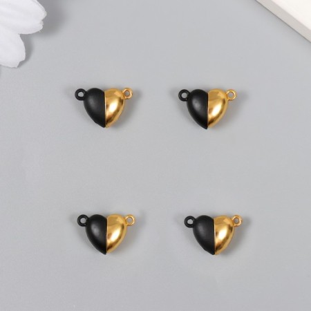 Falling Magnetic Metal "heart" black and gold 2 pcs 1.2x1.2 cm-2