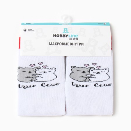 Women's socks "True Love" with terry inside A. NZHM8843-1, white color, rr 36-40-2