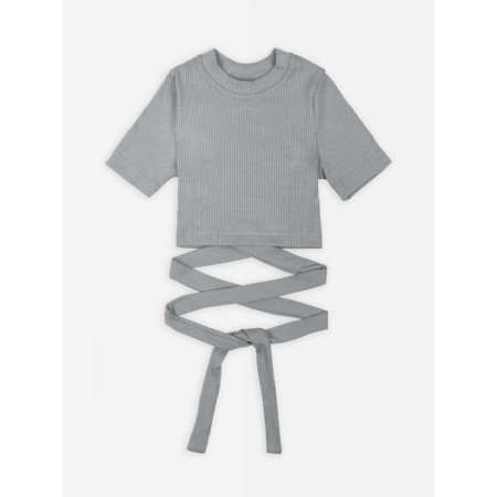 TOP for a girl with short sleeves on Generation ties, height 146 cm, color gray color-5