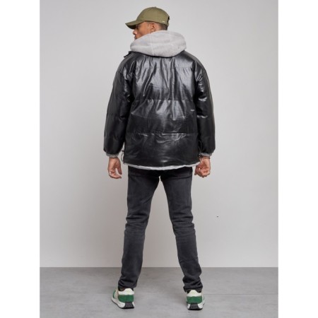 Eco -leather jacket men's, size 50, black color-3