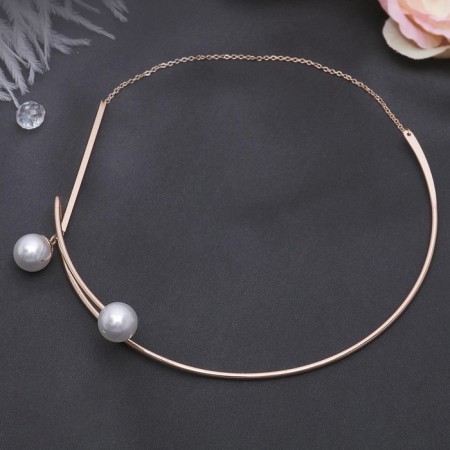 Neck "Noel" beads with a chain, ball No. 12, white color in gold, l = 30 cm-2