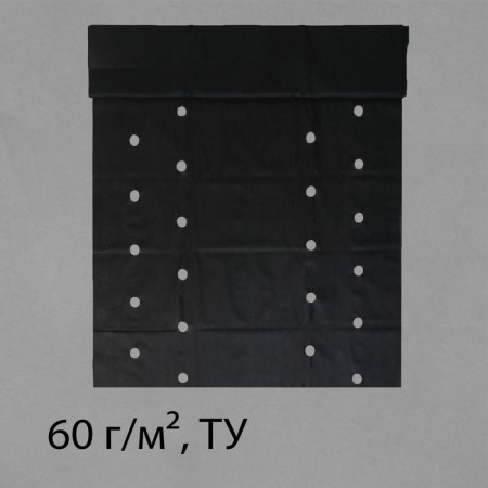 Mulching material, 10 × 1.6 m, density 60 g/m², spanbond with a UV stabilizer, four rows of perforations, black, Greengo-9