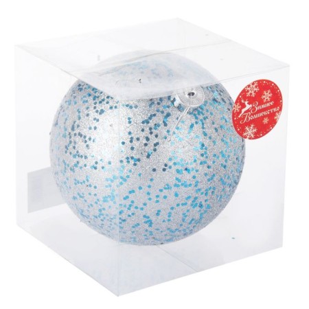 Ball plastic D-15 cm "mega" silver-blue-1