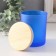 Bank for candles glass with a blue semi -duma lid 220 ml 7x7x8.4 cm