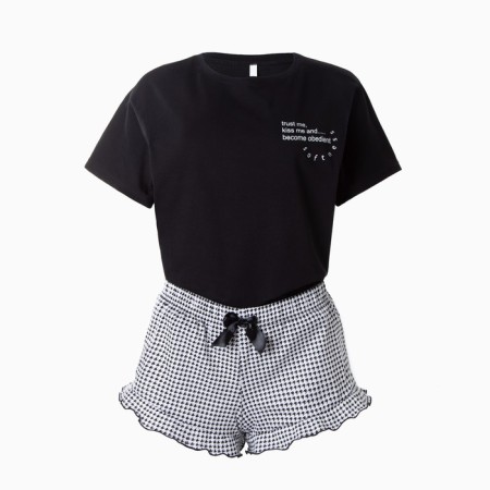 Female homemade set (T -shirt/shorts), black color, size 52-6