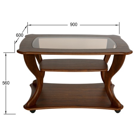 Journal table "Maestro", with glass SZH-02, 900 × 600 × 560 mm, color nut color-1