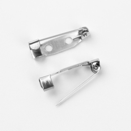 The base for brooches, 2 holes, 20 mm, 10 pcs, silver color-2