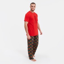 Male pajamas (foot/pants), red/cage, rr 46