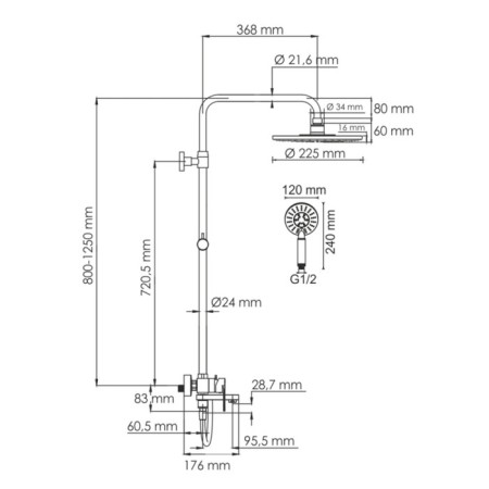 Soul system Wasserkraft a185.067.058.wm, tropical shower, shower, white-7