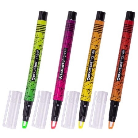The set of textuals with a transparent tip 4 colors, Brauberg "Clear", line 1-5 mm 152426-1