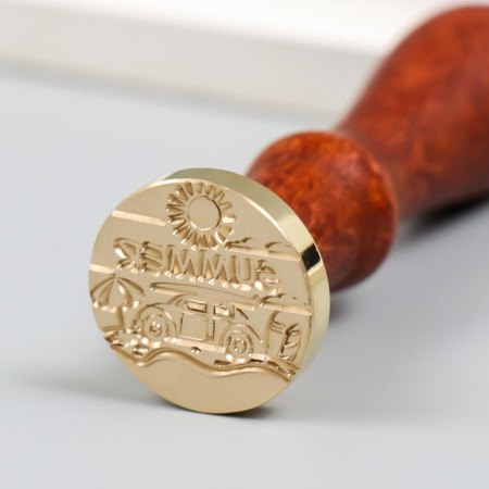 Printing for wax with a wooden handle "Summer Journey" 9x2.5x2.5 cm-3