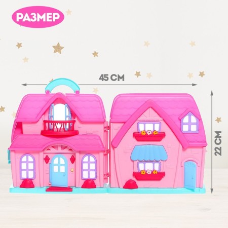 Plastic house for dolls "Family" with figures and accessories, light, sound-1