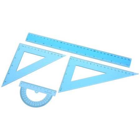Damage set 4 items (ruler 30 cm, square 19 cm/ 30 °, square 13 cm/ 45 °, transporter) mix-2