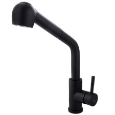 Fashun A56009-7 kitchen mixer, single-leaf, with sliding watering can, stainless steel, black