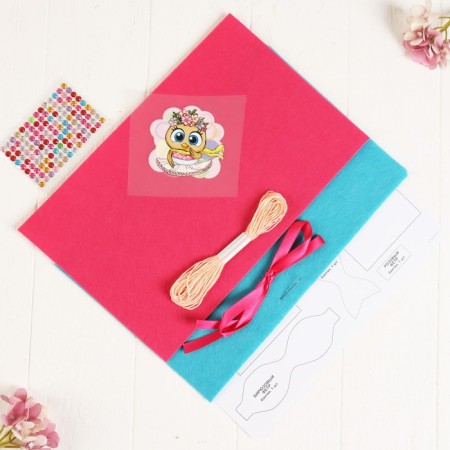 Set for creating a box of felt "Bird"-5