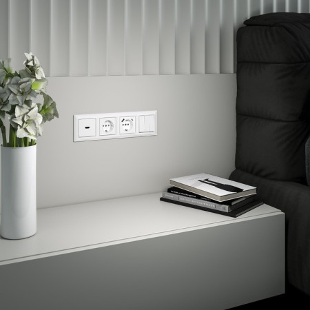 The socket w1171701 with grounding, curtains and USB, type A+C, white-3