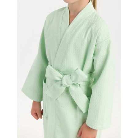 Waffle children's robe "kimono", size 32, mint color-2