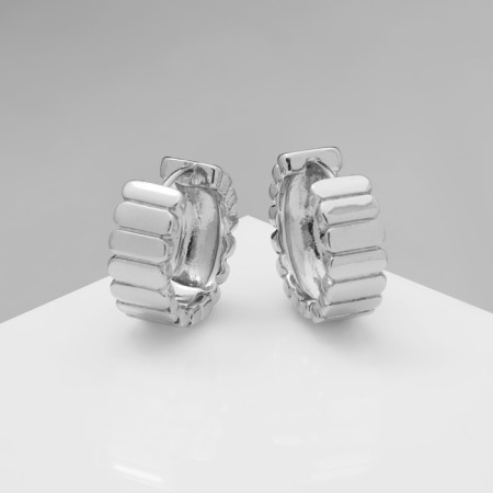 Earrings Metal "Chord" circle of rectangles, color silver