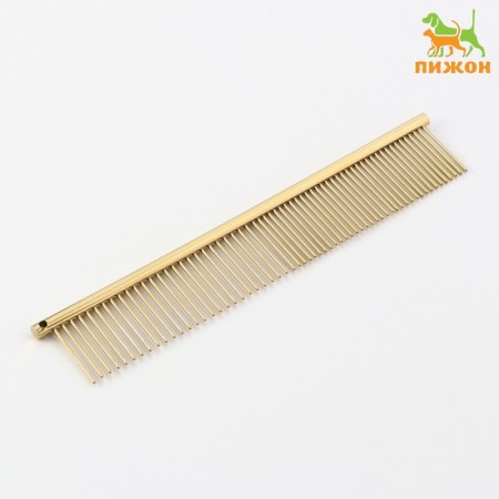 A comb for wool with galvanic coating, 18 x 3 cm, golden