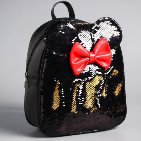 Baby backpack with sequins, 27 cm x 23 cm x 10 cm, "mouse with a bow", Minnie Mouse-1