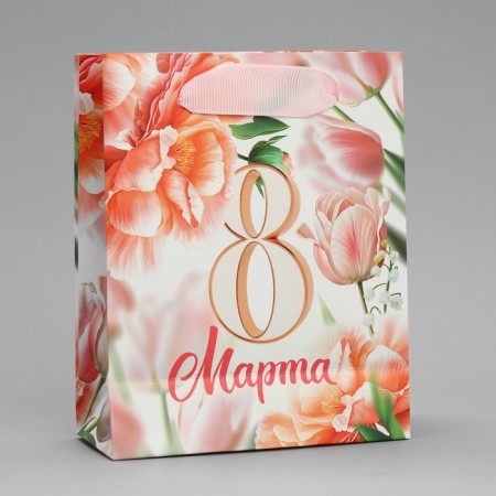 Gift Package laminated, packaging, “Women's Day”, flowers, S 12 x 15 x 5.5 cm-4