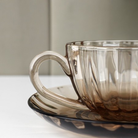 Tea steam glass "Smoke", 2 items: a cup 200 ml, a saucer-3