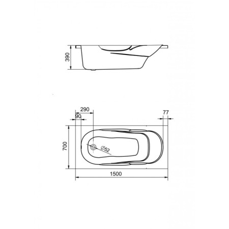 Acrylic bathtub Santek "Casablanca" M 150x70 cm, rectangular, white-3