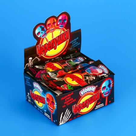 Lollice Caramel "Cherepushki", on a luminous stick, assorted 10 g