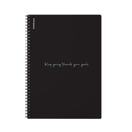 A4 notebook 80 sheets, a cage on a spiral, Erichkrause, "Words" plastic cover black-1