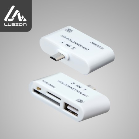 Cartridder -otg Luazon LNCR-100, MicroUSB adapter, USB, Microsd, SD, white
