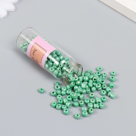 Beads 6/0 in the bottle "Green moss" 20 g ceramic shine 6x2x2 cm-1