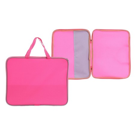 Folder with handles textile A4, 360 x 270 x 20 mm, inner pocket Calligrata, "office" 1Sh421, pink-1