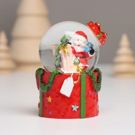Souvenir Polystone Water Ball Light "Santa Claus. Gift" MIX 4.5x4.5x7.5 cm-8