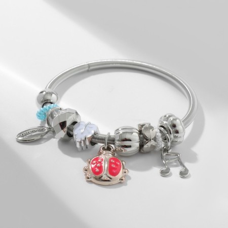 Mardgeri Assortment Bracelet is a single, ladybug, color in silver-1