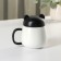 Ceramic mug with a Panda plastic lid, 400 ml, white and black color