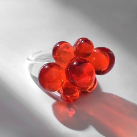 Ring "Molecules", red color, 17 size-3