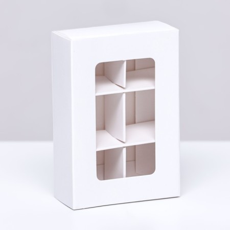 Box for sweets 6 pieces, 8.7 x 5.8 x 2.5 thin separators, white