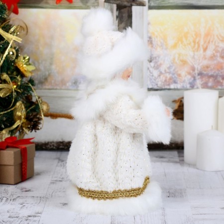 Snow Maiden "chic, in a white-gold fur coat and hat" moves, 29 cm-3