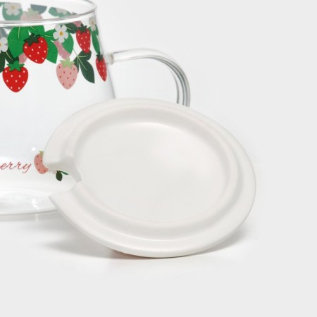 Glass mug with a ceramic lid and a spoon "Berry", 500 ml-3