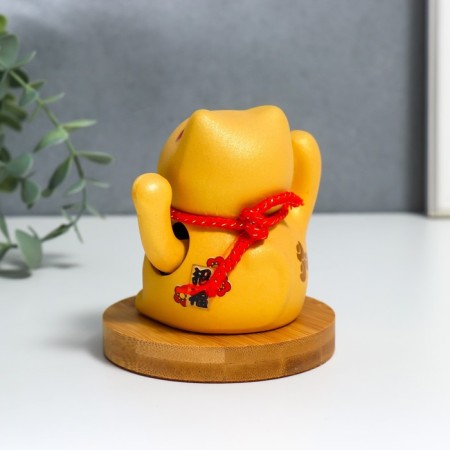 Ceramics pendulum "Maneki-Neko with a sweat and a pumpkin" from solar batteries 10x10x12 cm-4