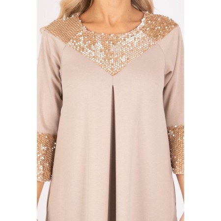Women's dress, size 42, beige color-6
