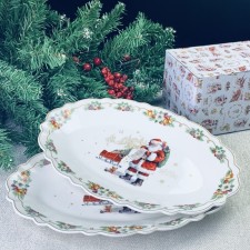 A set of 2 oval dishes Lenardi, 31 cm, New Year's print