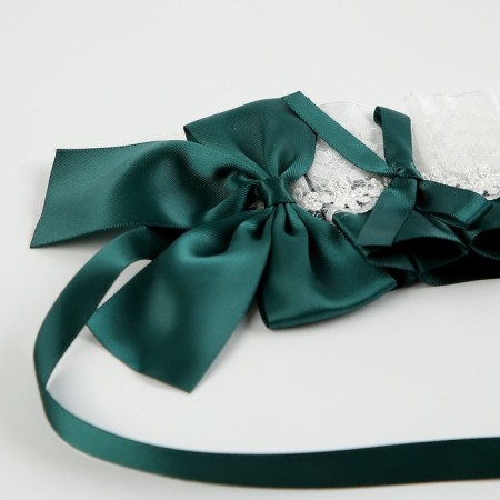 Carnival bandage "Lolita", green color with white lace-3