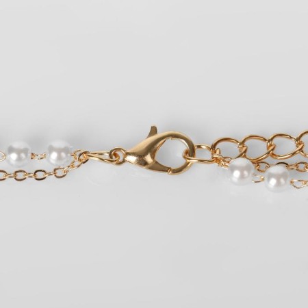 Piece "Chain" thread of pearls, a smooth cross, white color in gold, 35 cm-1
