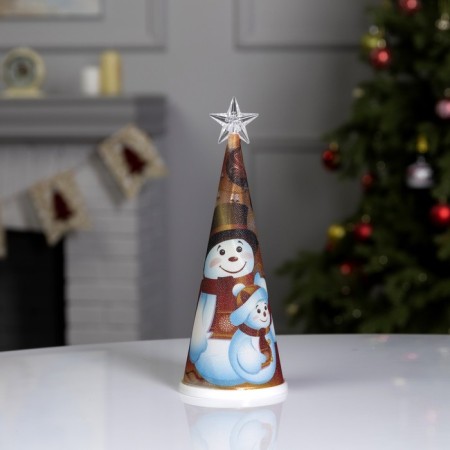 LED figure "Christmas tree with snowmen" 7.5 × 21 × 7.5 cm, plastic, batteries CR2032x1, glow of multi-1