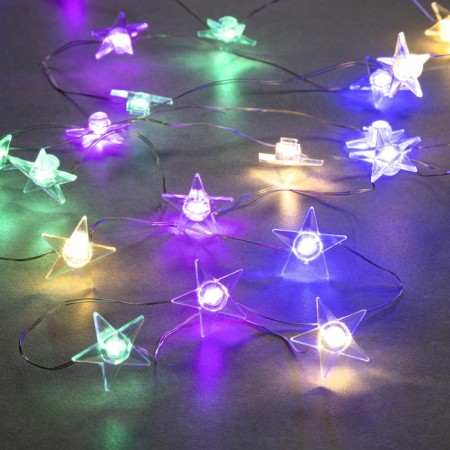 Garland "thread" 2 m dews with nozzles "Zvezda", IP20, silver thread, 20 LED, glow of multi, 2 modes, AAX2