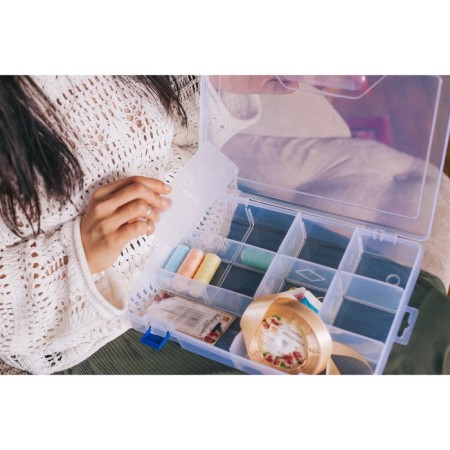 Organizer for needlework, with removable cells, 10 departments, 31 × 20.5 × 6 cm, the color is transparent-4